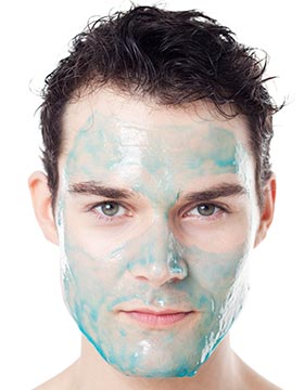 Man's face with chemical exfoliants